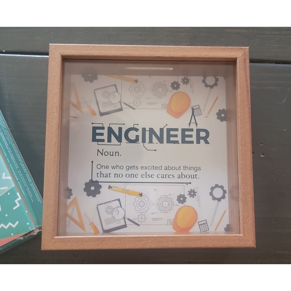 ENGINEER‎ Gift Shadow Box Wall Decor - 6x6x2" Wooden Display Box.